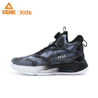 匹克童鞋态极篮球鞋款儿童篮球鞋旋转按钮实战球鞋荧光运动鞋 黑色 35