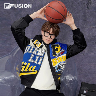 FILA FUSION斐乐潮牌棉服男时尚休闲宽松夹克棒球服 正黑色-BK 175/96A/L