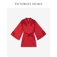 维多利亚的秘密 性感蕾丝刺绣装饰系带宽松睡袍 4X1C红色 11231503 M/L