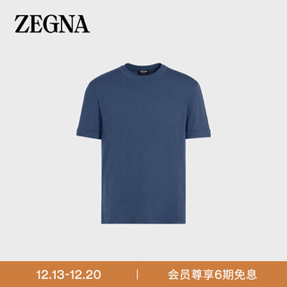 杰尼亚（Zegna）经典款工装蓝 12milmil12 羊毛短袖 T 恤E7399-A790-B06-58