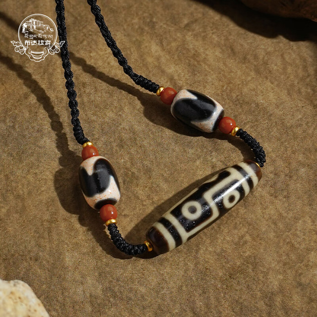 布达拉宫六眼天珠吊坠虎牙天珠南红925银项链男女款藏式玛瑙挂件六眼