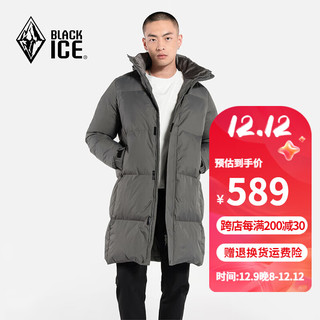 BLACKICE 黑冰 户外登山防风保暖防水透湿男士中长款加厚连帽羽绒服 铁灰 M