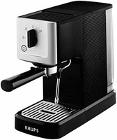 Krups 克鲁伯 CALVI 蒸汽&泵 意式咖啡机 XP3440 XP344010，不锈钢材质，1L，原汁原味的意式浓缩(Espresso) 配备有至为集约化的意式咖啡过滤器，黑色/银色