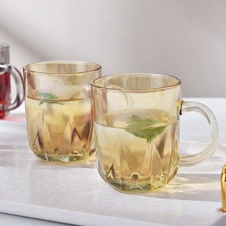 摩范创意高颜值玻璃茶杯带把钻石造型水杯家用泡茶杯啤酒杯 钻石玻璃把杯1个颜色