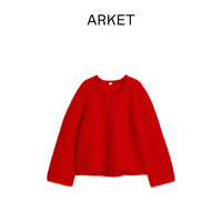 ARKET 女装 羊毛混纺长袖V领休闲针织衫2023秋季新款1200705002 红色 175/104A