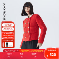 朗姿 法式羊毛小香风高级感气质冬新款短外套 大红色 L