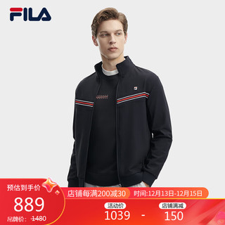 FILA 斐乐男士针织长袖外套2023冬基础简约休闲立领上衣