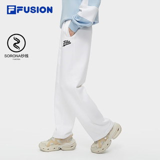 FILA FUSION斐乐潮牌针织长裤女时尚休闲宽松阔腿裤 标准白-WT 160/62A/S