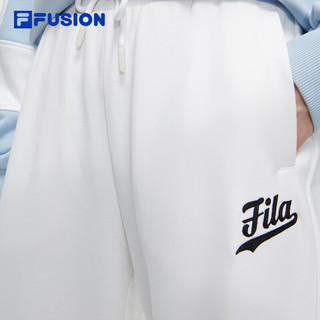 FILA FUSION斐乐潮牌针织长裤女时尚休闲宽松阔腿裤 标准白-WT 160/62A/S