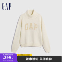 Gap女装冬季2023LOGO半高领粗针织套头毛衣836347宽松针织衫 米色 175/92A(XL) 亚洲尺码