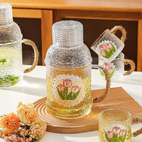 KAWASIMAYA 川岛屋 复古冷水壶凉水壶玻璃耐高温家用大容量凉茶壶凉水杯具套装 一壶两杯