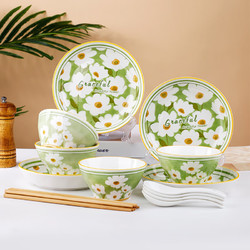 孟垣 爱丽丝仙境陶瓷餐具碗碟套装家庭组合釉下彩碗盘饭碗饭盘套装 爱丽丝16件套