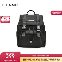 TEENMIX 天美意 2024春商场同款纯色百搭工装风背包女双肩包X2821AX4 黑色 F