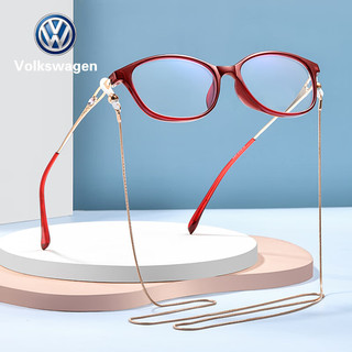 VOLKSWAGEN德国大众老花镜防蓝光女时尚高清减龄老人眼镜 红色602-300