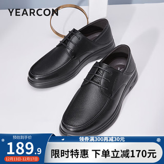 YEARCON 意尔康 男鞋 皮鞋男2024春季羊皮软面商务休闲男士皮鞋德比鞋子男 黑色 42