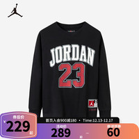 NIKE  AIR JORDAN 耐克AJ童装男童23号长袖T恤23春秋儿童运动休闲上衣 正黑色/红色 160/80(XL)