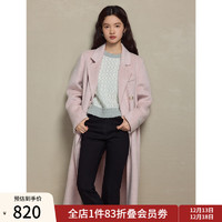 自巧（ZIQIAO）小个子正肩100%全羊毛双面呢大衣女毛呢西装外套 樱草粉 2