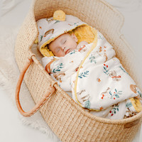 88VIP：EMXEE 嫚熙 小城堡包被婴儿初生豆豆绒秋冬季抱被产房用品新生儿宝宝包单