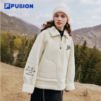 FILA FUSION斐乐潮牌针织外套女2023冬时尚休闲加绒保暖棉服外套 米卡麦色-BG 165/84A/M