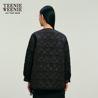 Teenie Weenie小熊2024年早春中长款桃子绗缝线轻薄棉服外套女 黑色 155/XS