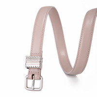 牛当家女士细皮带装饰真皮腰带时尚青年复古针扣裤带 19mm米色 115cm