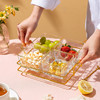 摩登主妇 水果盘玻璃客厅创意糖果盘零食盘家用创意坚果盘点心盘干果盘 三格水果盘托盘套装