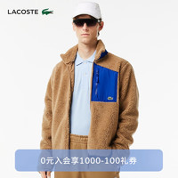 LACOSTE法国鳄鱼男装时尚拼色宽松休闲保暖外套BH6280 IZE/驼色/蓝色 52/L/180