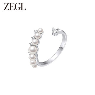 ZEGL设计师贝壳心事系列复古仿珍珠开口戒指女指环小众设计食指戒 贝壳心事开口戒指 开口可调节