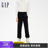 Gap男童冬季2023LOGO碳素软磨抓绒卫裤836648儿童保暖束脚裤 黑色 160cm(XL)亚洲尺码