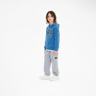 Gap男童冬季款LOGO宽松廓形运动卫衣872692儿童装休闲上衣 蓝色 110cm(XXS)亚洲尺码