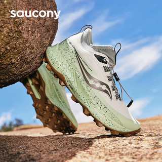 Saucony索康尼游隼13 ST缓震户外耐磨越野跑鞋女跑山运动鞋绿灰40