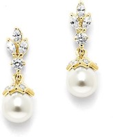 Mariell 珍珠耳坠婚礼耳环,8 毫米象牙色贝壳珍珠