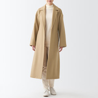 無印良品 無印良品 MUJI 女式 羊毛混长款大衣毛呢束腰大衣