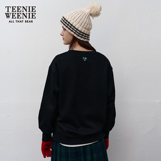 Teenie Weenie小熊秋冬圆领套头卫衣加绒保暖时尚韩版女装上衣 黑色 155/XS