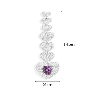 APM Monaco单只紫色爱心耳环个性精致 銀白色单只紫色爱心耳环