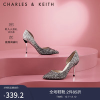 CHARLES & KEITH 女士亮片高跟鞋 CK1-60580071 黑呖色 34