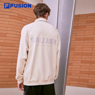 FILA FUSION斐乐潮牌款针织套头衫纯棉翻领卫衣 灰麦色-BG 180/100A/XL