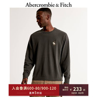 ABERCROMBIE & FITCH【自然小麋鹿】男装 美式复古宽松运动纯色圆领长袖T恤330679-1 深灰色织纹  M (180/100A)