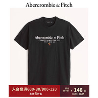 ABERCROMBIE & FITCH男装女装 美式复古宽松刺绣小麋鹿圆领短袖T恤 325994-1 黑色 M (180/100A)