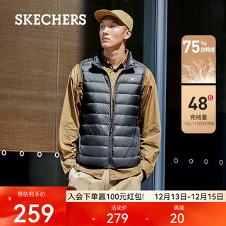 斯凯奇（Skechers）男士羽绒背心秋季保暖简约运动休闲马甲 P322M048 0018/碳黑 XL
