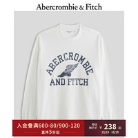Abercrombie & Fitch 男装女装 复古街头宽松长袖T恤 332636-2 白色 XL (180/116A)