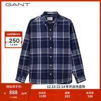 GANT 白宇同款|亚洲版型|甘特冬男士法兰绒格纹衬衫|3232217 410海军蓝 M