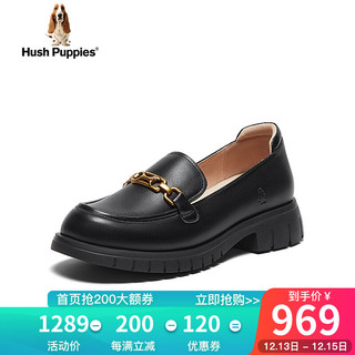 暇步士（Hush Puppies）皮鞋女士休闲一脚蹬软底时尚乐福鞋N3Y10AA4 黑色 39