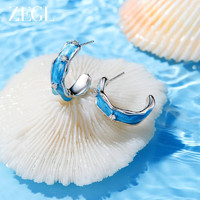 ZEGL设计师海洋印迹系列C型耳环女小众设计感耳钉耳圈925银针耳饰 海洋印迹耳圈