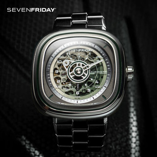 SEVENFRIDAY七个星期五 T系列 潮流方盘钢带 瑞士机械手表T1/06M