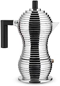 ALESIS 炉灶意式浓缩咖啡壶 永久过滤网 铝材质 15.0液体盎司(约444毫升) 黑色 MDL02/3 B