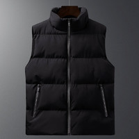 真维斯户外运动冬季加棉青年马甲保暖外套 黑色 2XL（120-140斤）