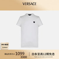 范思哲（VERSACE）男装美杜莎刺绣T恤短袖白色+海军蓝XL