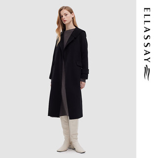 ELLASSAY歌力思100%绵羊毛中长款大衣女EWD343D02200 经典黑 XS