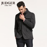 庄吉（Judger）秋冬厚款男士保暖派克服可拆卸双层立领休闲外套多口袋 深灰色 185/104A